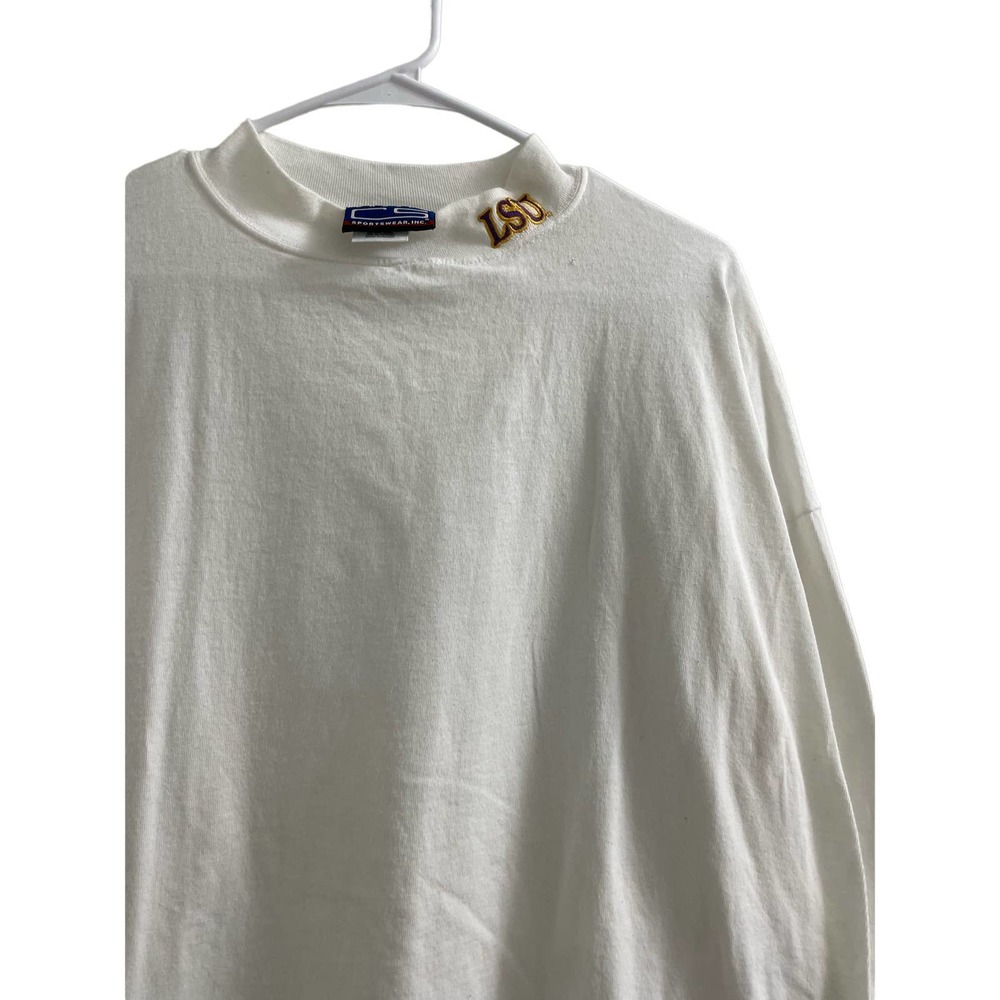 Vintage 90s LSU white Turtleneck Long Sleeve XL USA Crable Sportswear